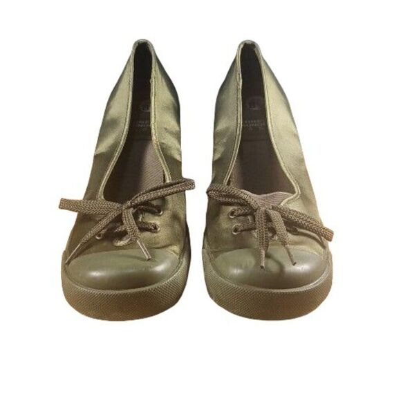 Chinese Laundry Wedge Women Sz 8.5 Olive‎ Green Lace Up Boho Everyday - Picture 3 of 7